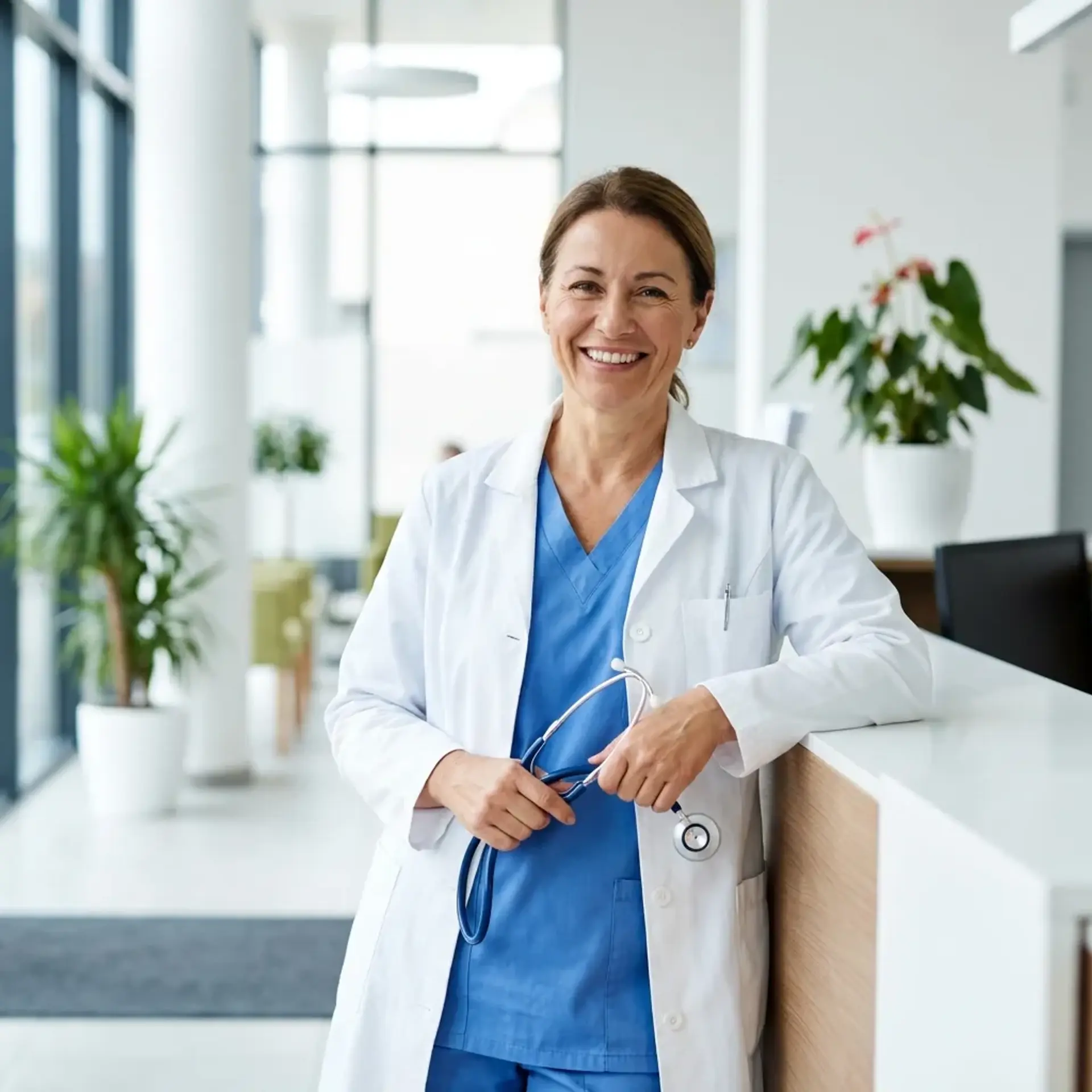 Doctor listening to patient heartbeat